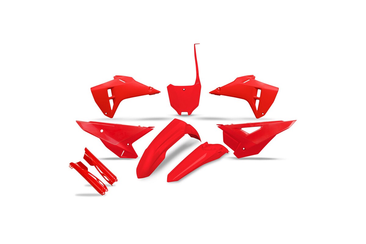 Kit plastiques complet avec protections de fourche UFO - rouge