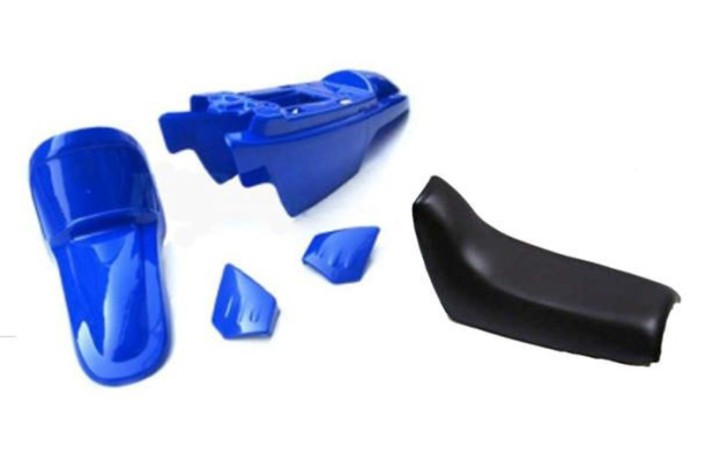 Kit plastique ART couleur origine bleu avec selle complète noire Yamaha PW50