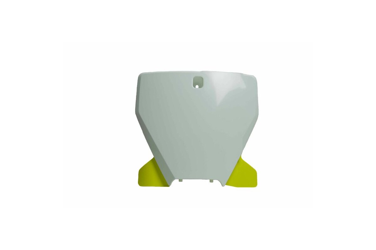 Plaque numéro frontale RACETECH blanc/Yellow Husqvarna TC/FC