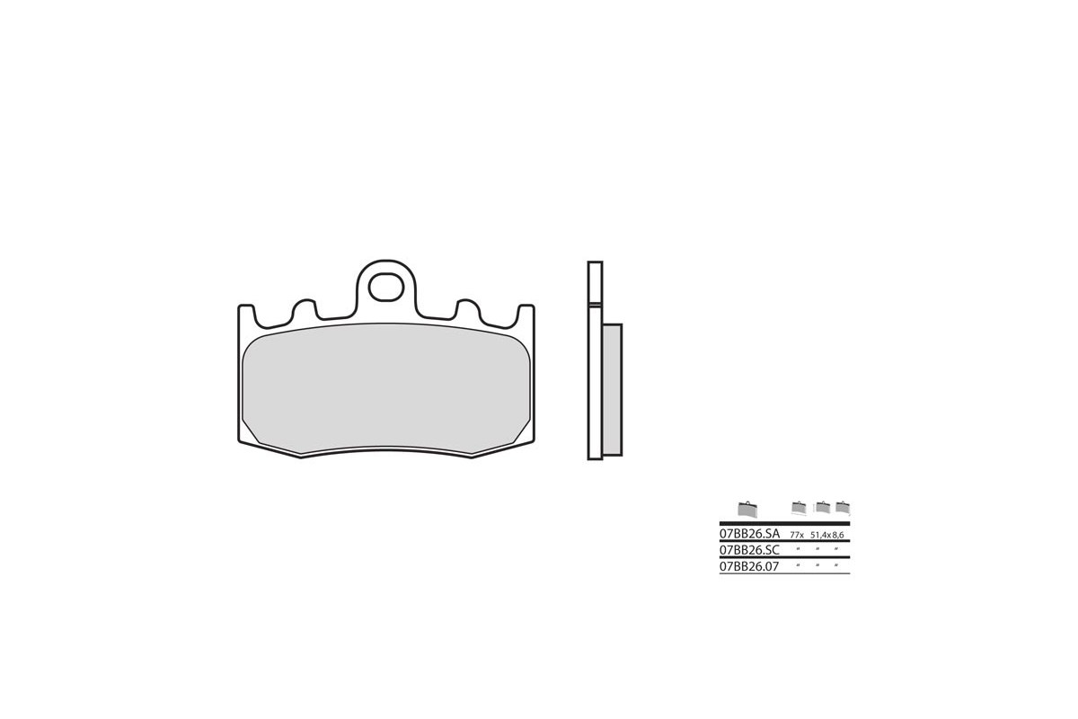 Plaquettes de frein BREMBO route métal fritté - 07BB26LA