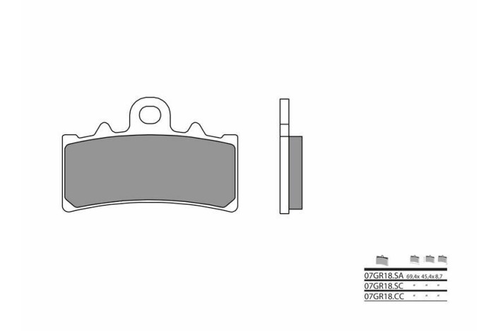 Plaquettes de frein BREMBO route carbone céramique - 07GR18CC