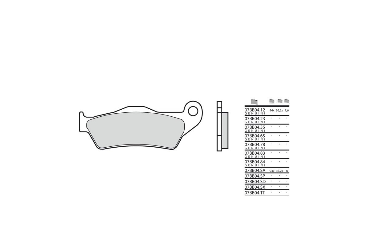 Plaquettes de frein BREMBO route métal fritté - 07BB04LA