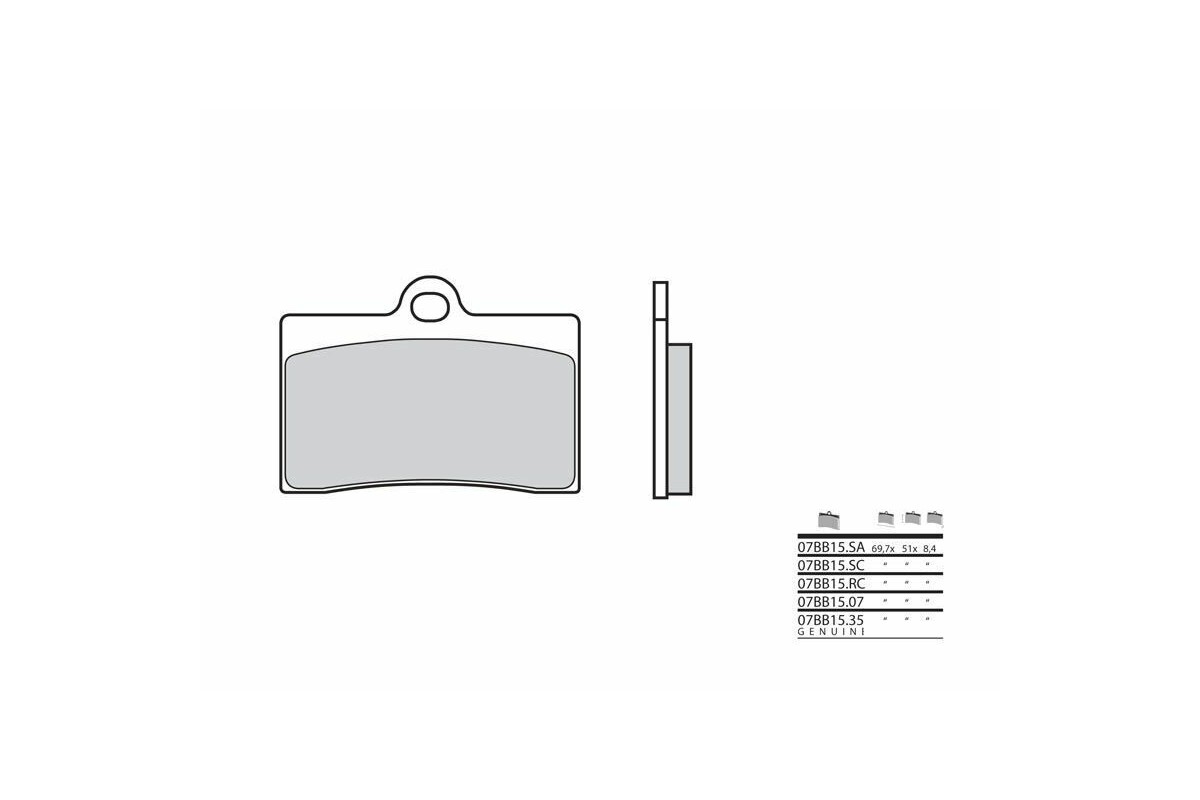 Plaquettes de frein BREMBO route métal fritté - 07BB15SA