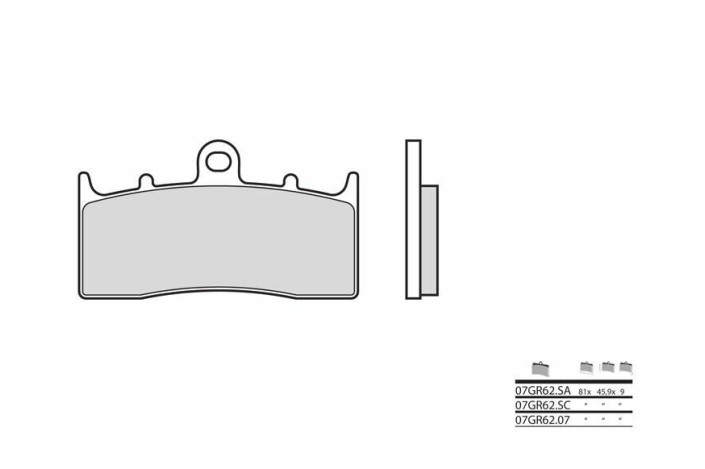 Plaquettes de frein BREMBO route carbone céramique - 07GR6207