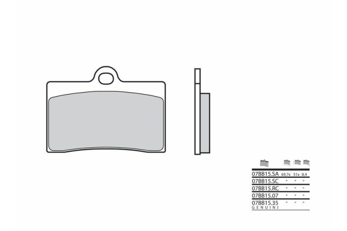 Plaquettes de frein BREMBO route carbone céramique - 07BB1507