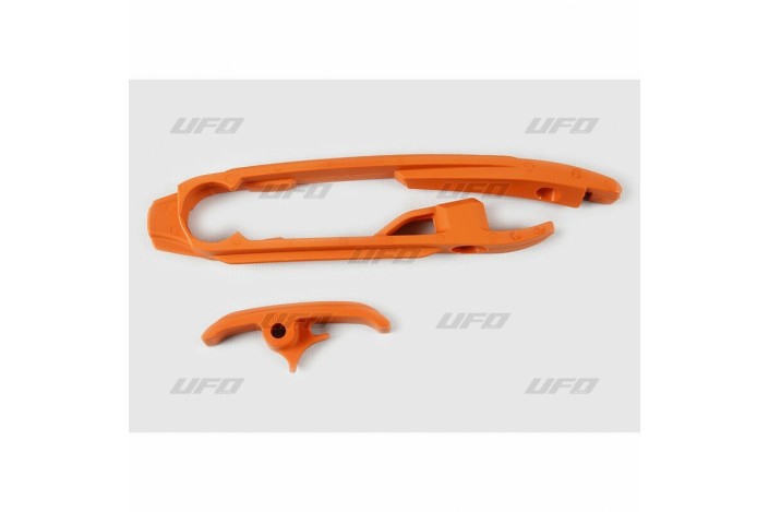 Kit patin de bras oscillant + patin de chaîne inférieur UFO orange KTM