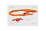 Kit patin de bras oscillant + patin de chaîne inférieur UFO orange KTM