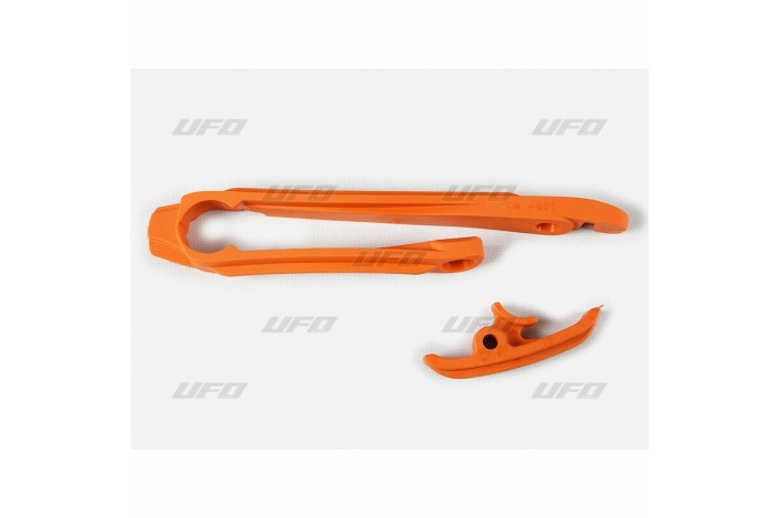 Kit patin de bras oscillant + patin de chaîne inférieur UFO orange KTM