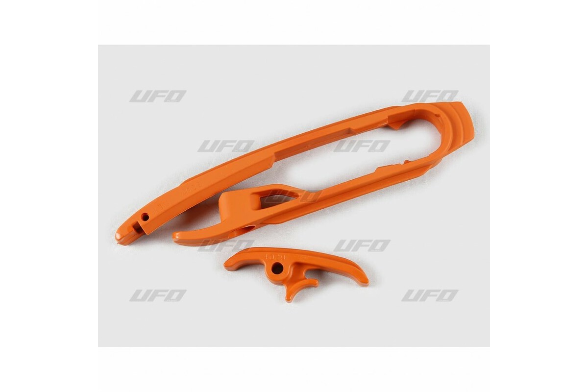 Kit patin de bras oscillant + patin de chaîne inférieur UFO orange  KTM