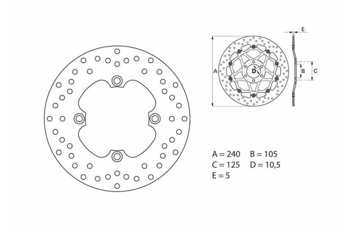 Disque de frein BREMBO Serie Oro rond fixe