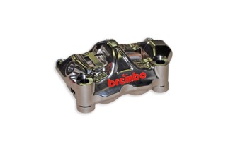 Paire étriers BREMBO UPGRADE GP4RX (usinés CNC nickelé) - 100mm (avec plaquettes)