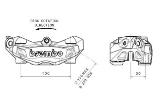 Etrier de frein avant gauche BREMBO M4 noir Ø32mm