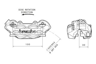 Etrier de frein avant droit BREMBO P4 titane Ø32mm