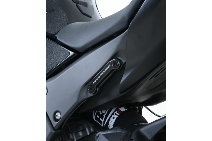 Cache-orifice R&G RACING pour repose-pied arrière-gauche alu noir Kawasaki ZX-10R