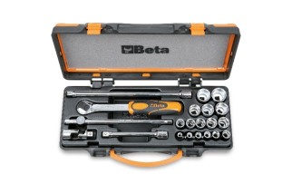 Coffret avec plateau thermoformé rigide BETA 1 cliquet avec 16 douilles 6 pans 3/8'' + 5 accessoires