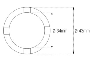 Douille à créneaux JMP pour bras oscillant/chassis Øint.34mm/Øext.43mm 4 crans Kawasaki