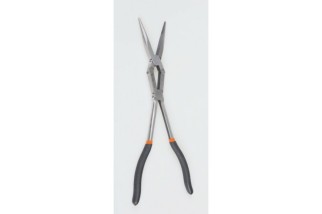 Jeu de 2 pinces extra-longues à becs demi-ronds striées avec double articulation