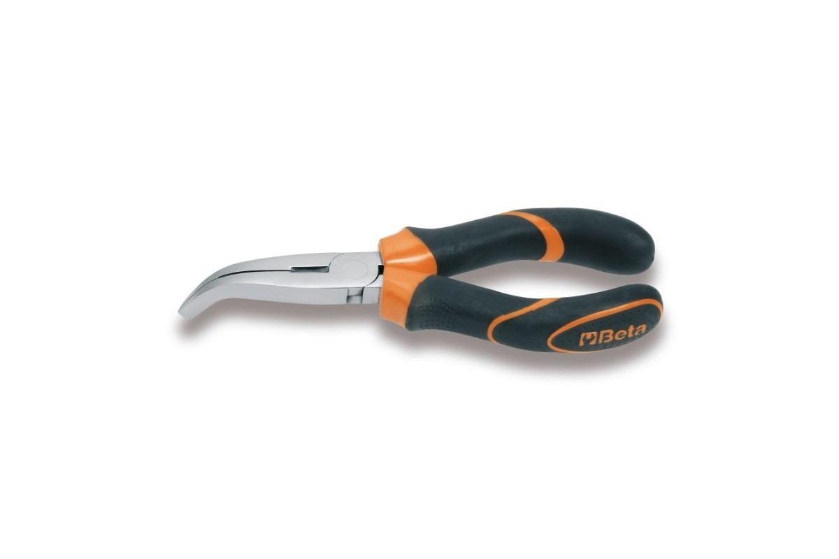 Pince à becs coudés plats longs striés BETA taille 200 branches gainées confort bi-matières