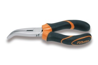 Pince à becs coudés plats longs striés BETA taille 200 branches gainées confort bi-matières