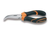 Pince à becs coudés plats longs striés BETA taille 200 branches gainées confort bi-matières