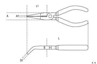 Pince à becs coudés plats longs striés BETA taille 200 branches gainées confort bi-matières