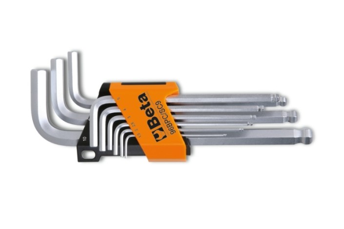 Jeu de 9 clés mâles 6 pans coudées à tête sphérique BETA