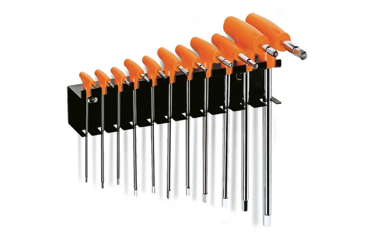 Jeu de 11 clés mâles 6 pans en T BETA avec support