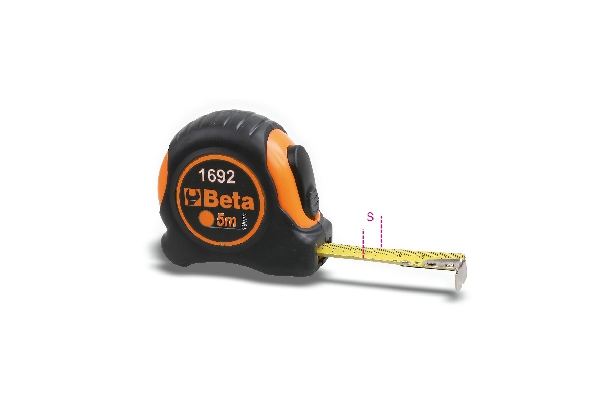 Mètre à ruban BETA 5m boîtier ABS antichoc bi-matières ruban acier classe de précision II