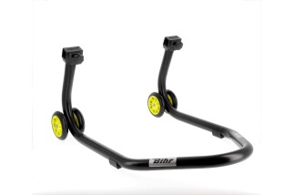 Béquille de stand arrière BIHR Home Track supports en "V" noir mat roues jaune