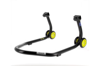 Béquille de stand arrière BIHR Home Track supports en "V" noir mat roues jaune