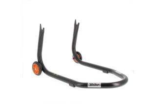 Béquille de stand arrière BIHR Home Track fixe supports en "V" noir mat roues orange