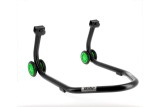 Béquille de stand arrière BIHR Home Track supports en "L" noir mat roues vert