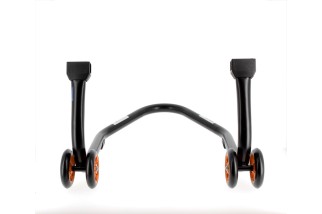 Béquille de stand arrière BIHR Home Track supports en "V" noir mat roues orange