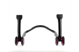 Béquille de stand arrière BIHR Home Track supports en "V" noir mat roues rose