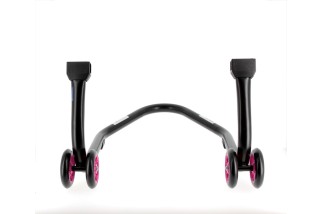 Béquille de stand arrière BIHR Home Track supports en "L" noir mat roues rose