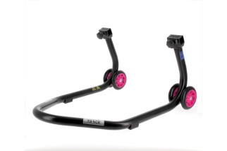 Béquille de stand arrière BIHR Home Track supports en "L" noir mat roues rose