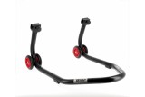 Béquille de stand arrière BIHR Home Track supports en "L" noir mat roues rouge