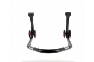 Béquille de stand arrière BIHR Home Track supports en "L" noir mat roues rouge