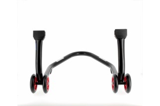 Béquille de stand arrière BIHR Home Track supports en "L" noir mat roues rouge