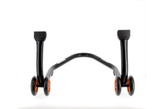 Béquille de stand arrière BIHR Home Track supports en "L" noir mat roues orange