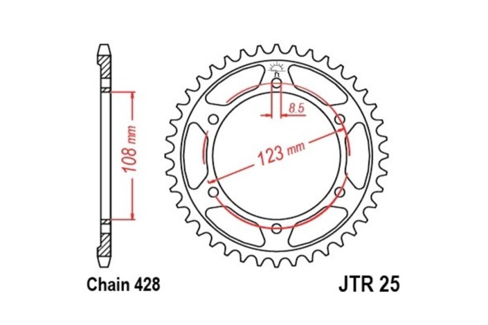 Couronne JT SPROCKETS acier standard 25 - 428