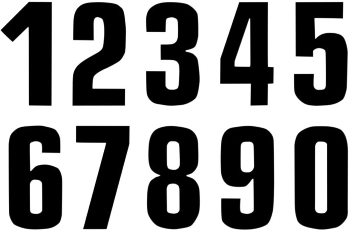 NUMBER 0 16X7.5CM BK