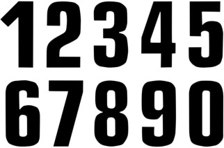 NUMBER 0 16X7.5CM BK