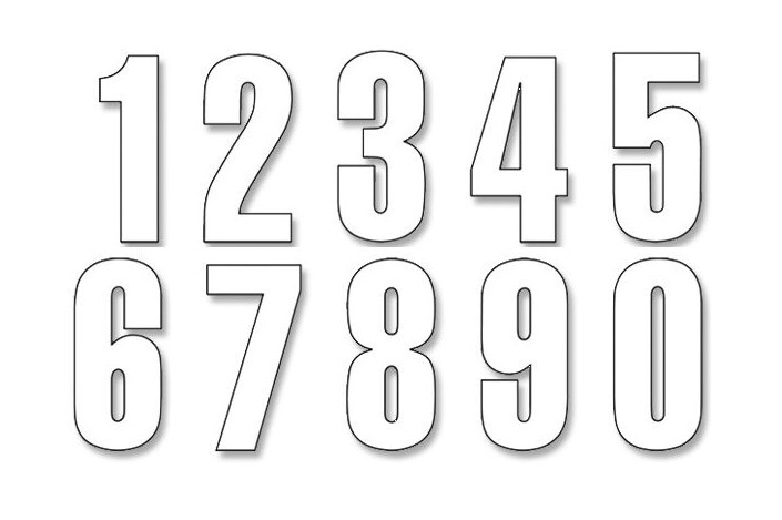 NUMBERS 0-9 13X7CM WH