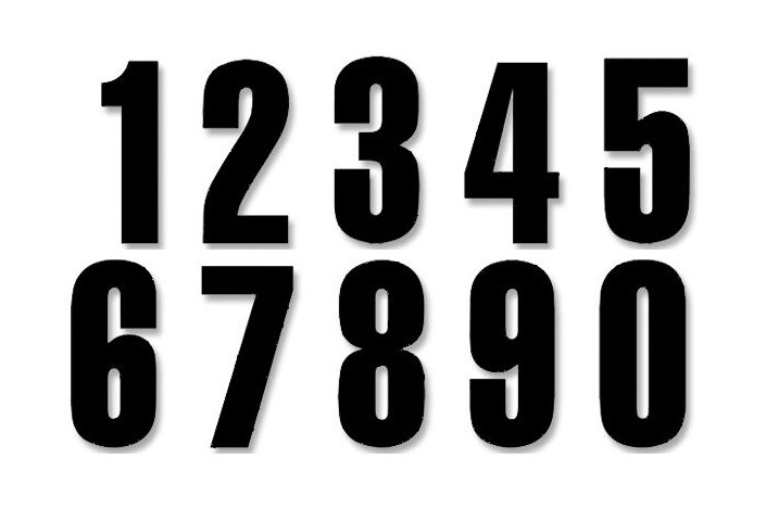 NUMBERS 0-9 13X7CM BK