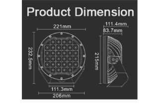 Lampe LED 9" ronde – 16248 lm, portée 920m | Off-Road extrême