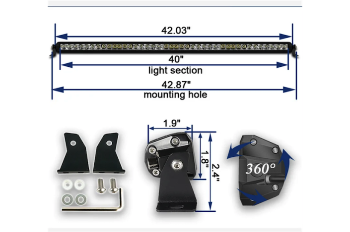 40" Barre LED hybride 106,56 cm - 19040 Lumen - Portée: 639m