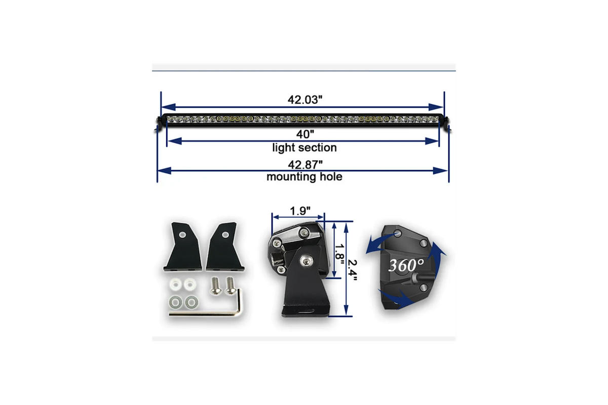 40" Barre LED hybride 106,56 cm - 19040 Lumen - Portée: 639m