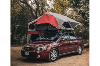 Kit Tente de toit, Auvent, Living room & Annexe Beige et Bordeau - 170x250 cm - Achat en ligne