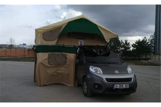 Kit Tente de toit, Auvent, Living room & Annexe Beige et Bordeau - 170x250 cm - Achat en ligne